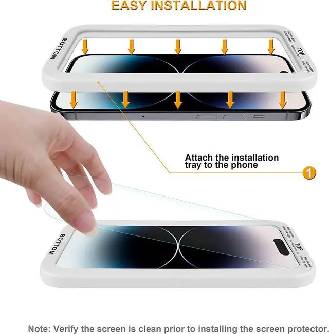 Alt view image 2 of 6 - Supershieldz (2 Pack) Designed for iPhone 14 Pro (6.1 inch)+ Camera Lens Tempered Glass Screen Protector with (Easy Installation Tray), Anti Scratch, Bubble Free