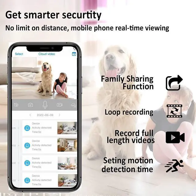 Alt view image 5 of 6 - 2024 Upgraded Security Camera Wireless Indoor,Mini Security Nanny Camera,AI Motion Detection Alerts,Clear Night Vision,100 Days Standby Battery Life,Real Time Record Surveillance