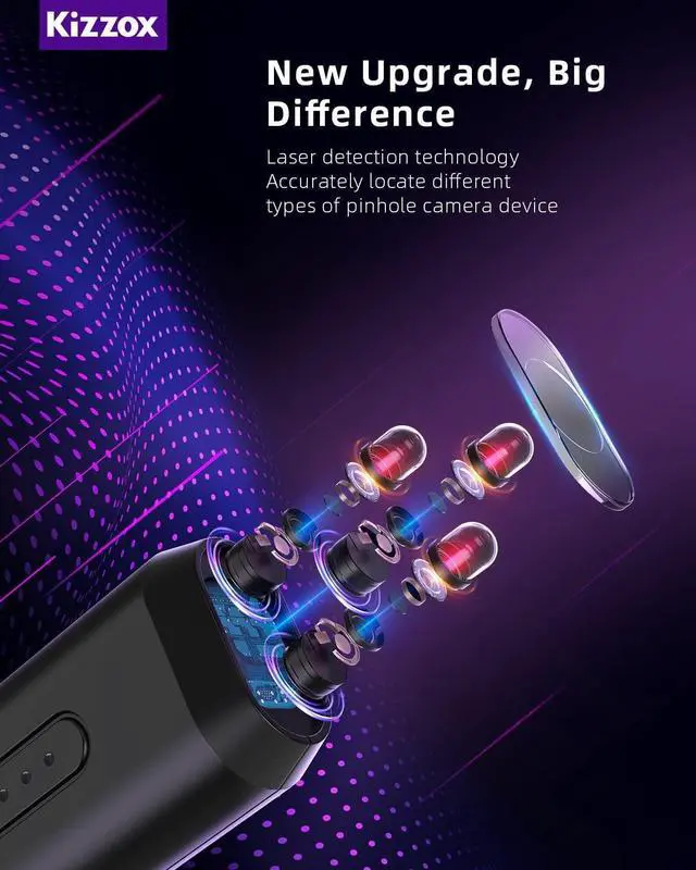 Alt view image 4 of 6 - Kizzox K9 Ultra Hidden Camera detectors, Anti Spy Detector, Hidden Devices/Bug/Listening Device/GPS Tracker/RF/Spy Camera Detector, Infrared Camera Finder Scanner for Office, Hotel, Car, Airbnb