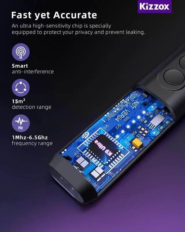 Alt view image 5 of 6 - Kizzox K9 Ultra Hidden Camera detectors, Anti Spy Detector, Hidden Devices/Bug/Listening Device/GPS Tracker/RF/Spy Camera Detector, Infrared Camera Finder Scanner for Office, Hotel, Car, Airbnb