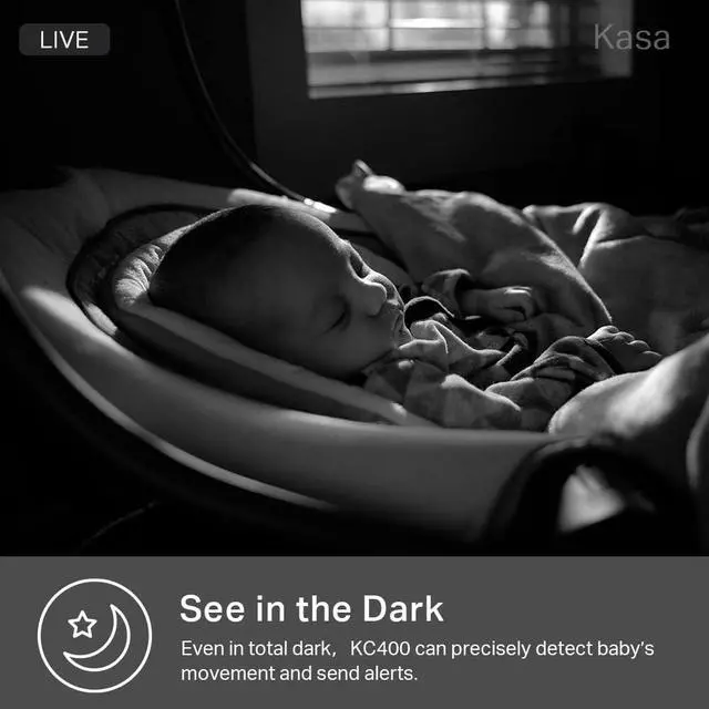 Alt view image 7 of 7 - Kasa Smart 2K QHD Indoor Security Camera, Person/Baby Crying/Motion Detection, 2-Way Audio, 30Ft. Night Vision, Cloud/SD Card Storage(Up to 256 GB), Works with Alexa & Google Home (KC400)