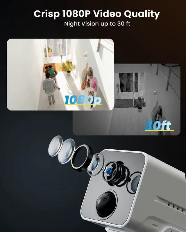 Alt view image 7 of 7 - ieGeek Wireless Indoor Cameras for Home Security, Mini Battery WiFi Camera Indoor 1080P, 2-Way Audio, Motion Sensor Alarm, Phone APP, for House/Baby Monitor/Pet Camera,Compatible with Alexa, 2 Pack