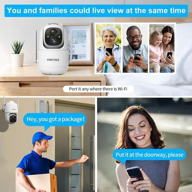 Alt view image 7 of 7 - 2K PTZ Solar WiFi Security Camera with AI Motion, Color Night Vision, 360 View, Waterproof, Alarm - Rechargeable Battery