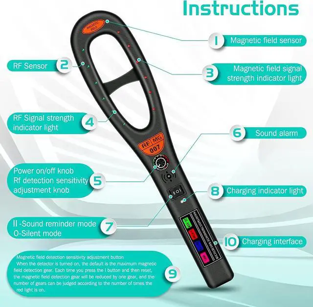 Alt view image 5 of 6 - ZTNwoo GPS Bug Detector, Anti Spy Detector for Car GPS Tracker/RF Signal, Hidden Camera Finder, Electronic Bug Sweeper for Wireless Radio Frequency (B)