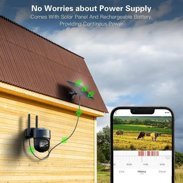 Alt view image 3 of 7 - Xega 4G LTE Cellular Security Camera Solar with SIM Card,Wireless Outdoor No WiFi Security Camera,2K HD PTZ Night Vision Motion Detection 2 Way Talk TF&Cloud Storage IP66, Built-in SIM Card