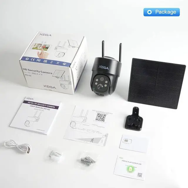 Alt view image 6 of 7 - Xega 4G LTE Cellular Security Camera Solar with SIM Card,Wireless Outdoor No WiFi Security Camera,2K HD PTZ Night Vision Motion Detection 2 Way Talk TF&Cloud Storage IP66, Built-in SIM Card