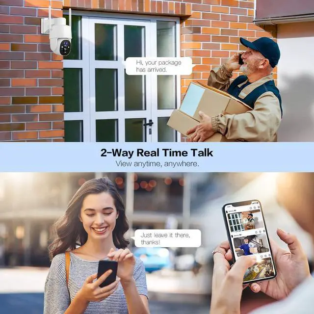 Alt view image 7 of 7 - GMK Solar Security Cameras Wireless Outdoor, 2K Pan Tilt 360° View Battery Powered 2-Way Talk Outdoor Camera Wireless 3MP PTZ WiFi Surveillance Cam Cloud/SD Storage Color Night Vision Spotlight/Siren