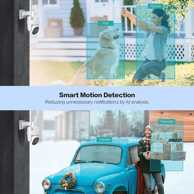 Alt view image 6 of 7 - GMK Solar Security Cameras Wireless Outdoor, 2K Pan Tilt 360° View Battery Powered 2-Way Talk Outdoor Camera Wireless 3MP PTZ WiFi Surveillance Cam Cloud/SD Storage Color Night Vision Spotlight/Siren