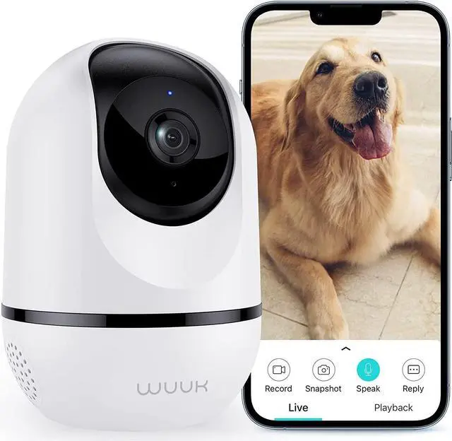 Alt view image 2 of 7 - WUUK 4MP Indoor Security Camera and 32GB Memory Card, Pan Tilt Cam for Baby Monitor, Wi-Fi Home Security Pet Camera for Dog or Cat, Motion Detection & Tracking, Night Vision, 2-Way Audio, Compatible w