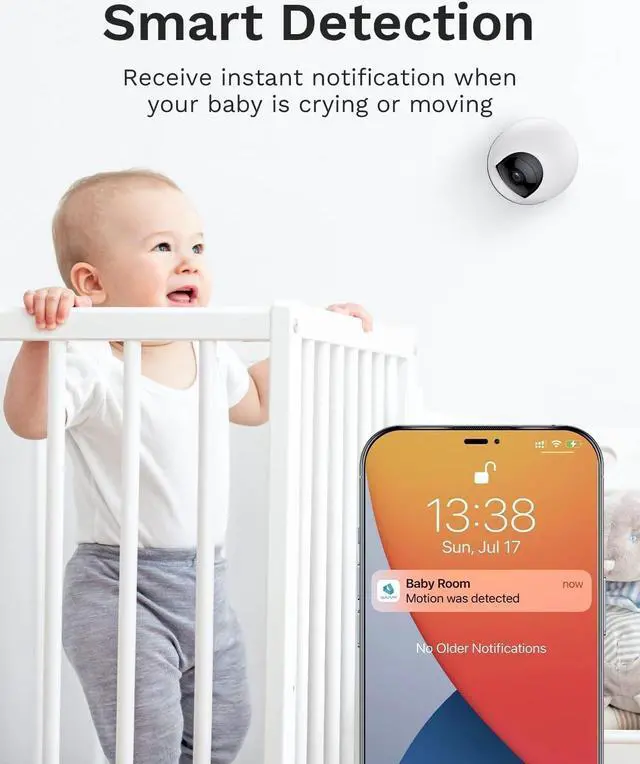 Alt view image 7 of 7 - WUUK 4MP Indoor Security Camera and 32GB Memory Card, Pan Tilt Cam for Baby Monitor, Wi-Fi Home Security Pet Camera for Dog or Cat, Motion Detection & Tracking, Night Vision, 2-Way Audio, Compatible w