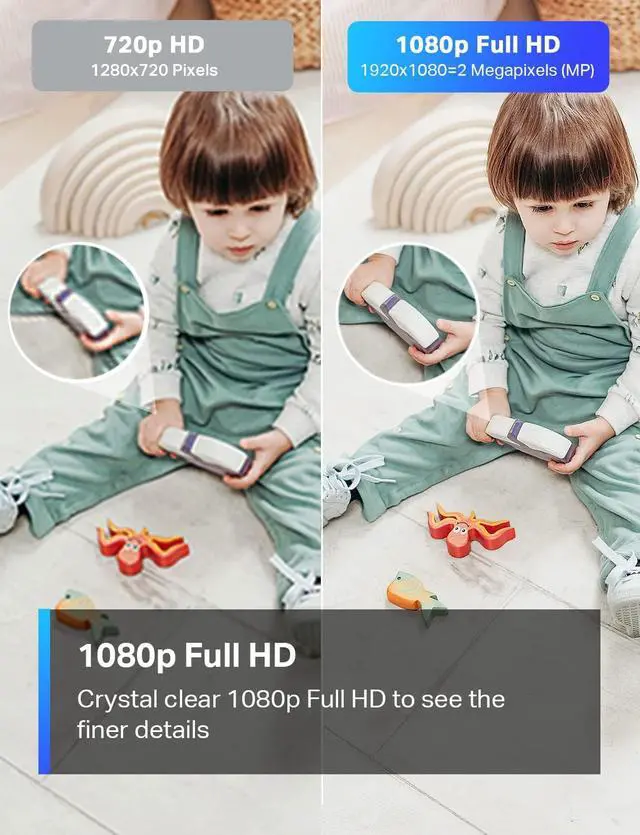 Alt view image 5 of 7 - Tapo 1080P Indoor Security Camera for Baby Monitor Dog Camera w/Motion Detection 2-Way Audio Siren Night Vision Cloud & SD Card Storage Works w/Alexa & Google Home (Tapo C100)