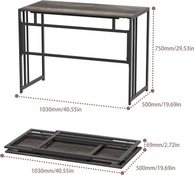 Gezen Folding Desk Writing Computer Desk for Home Office, No-Assembly Study  Office Desk Foldable Console Table for Small Spaces, Black