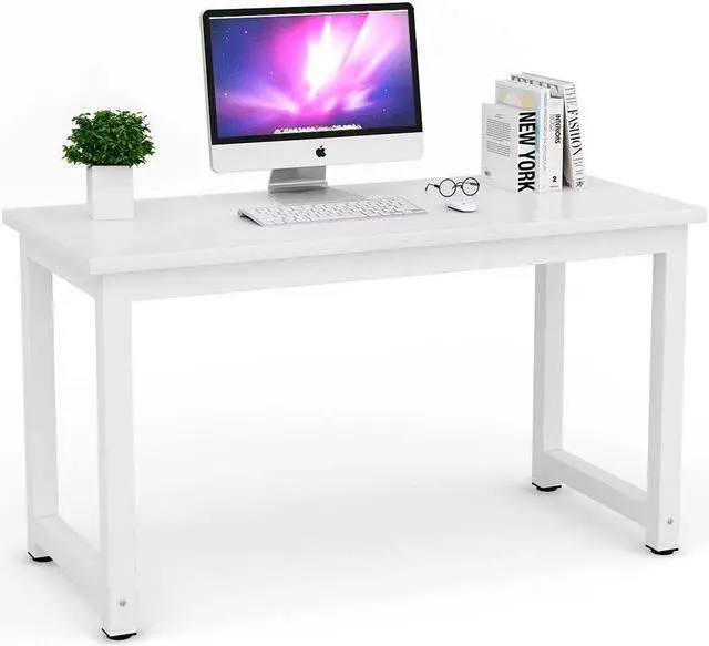 Main image of Tribesigns Modern Simple Computer Desk, 47 inch Office Desk Computer Table, Study Writing Study Desk for Home Office, White