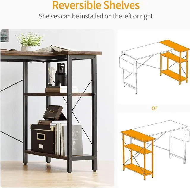 Alt view image 4 of 7 - CubiCubi 40 Inch Small L Shaped Computer Desk with Storage Shelves Home Office Corner Desk Study Writing Table, Deep Brown