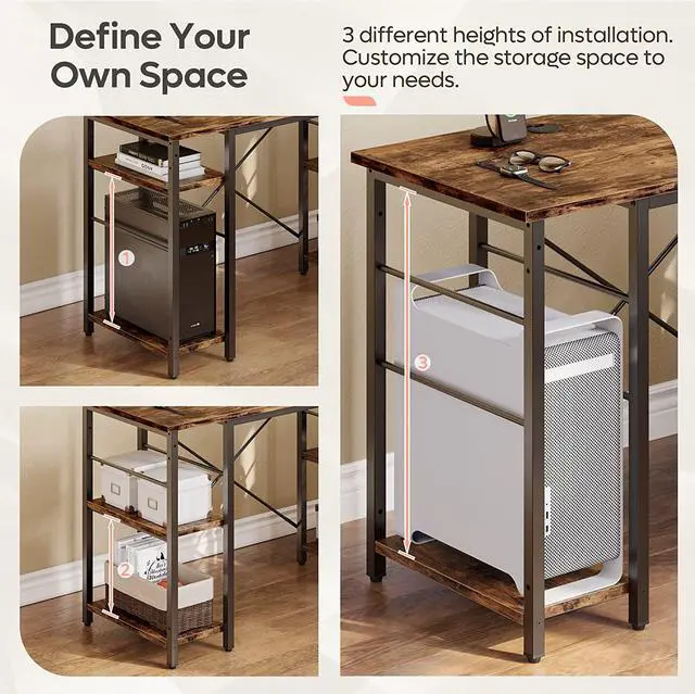 Alt view image 7 of 7 - Bestier L Shaped Computer Desk, Reversible Corner Office Desk with Shelves, 75 Inch 2 Person Long Desk, Writing Study Table for Home Office Bedroom Small Space Apartment (Rustic Brown)