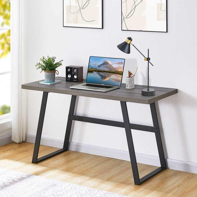 Bon AUGURE Industrial Home Office Desks, Rustic Wood Computer Desk, Farmhouse Sturdy Metal Writing Desk (60 inch, Vintage Oak)