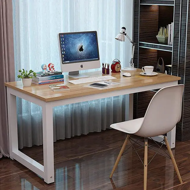 Alt view image 3 of 7 - NSdirect Modern Computer Desk 63 Inch Large Office Desk, Writing Study Table for Home Office Desk Workstation Wide Metal Sturdy Frame Thicker Steel Legs, White