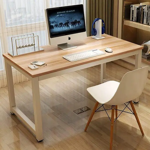 Alt view image 4 of 7 - NSdirect Modern Computer Desk 63 Inch Large Office Desk, Writing Study Table for Home Office Desk Workstation Wide Metal Sturdy Frame Thicker Steel Legs, White