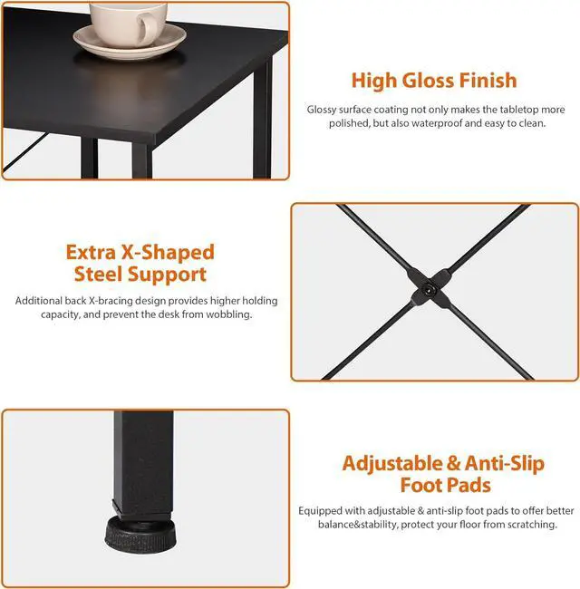 Alt view image 5 of 7 - ZenStyle Small Computer Desk with Storage Shelves Under Desk Reversible, 36Inch Home Office Writing Desk Table with Shelves for Small Place, Black