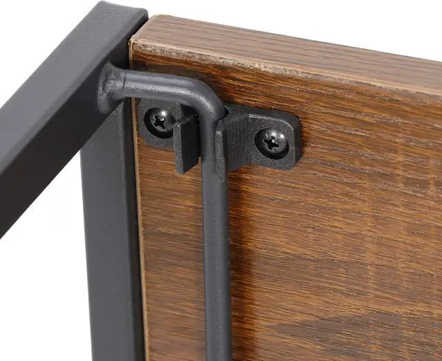 Alt view image 7 of 7 - SUPER DEAL 40 inch Folding Computer Writing Desk Wood and Metal Study Desk, PC Laptop Home Office Study Table, Espresso