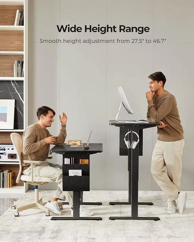 Alt view image 4 of 7 - Marsail Standing Desk Adjustable Height Home Office Desk,48x24 Inch Electric Standing Desk, Stand up Desk with Storage Bag,Headphone Hook for Computer Workstations Desk 4 Memory Preset