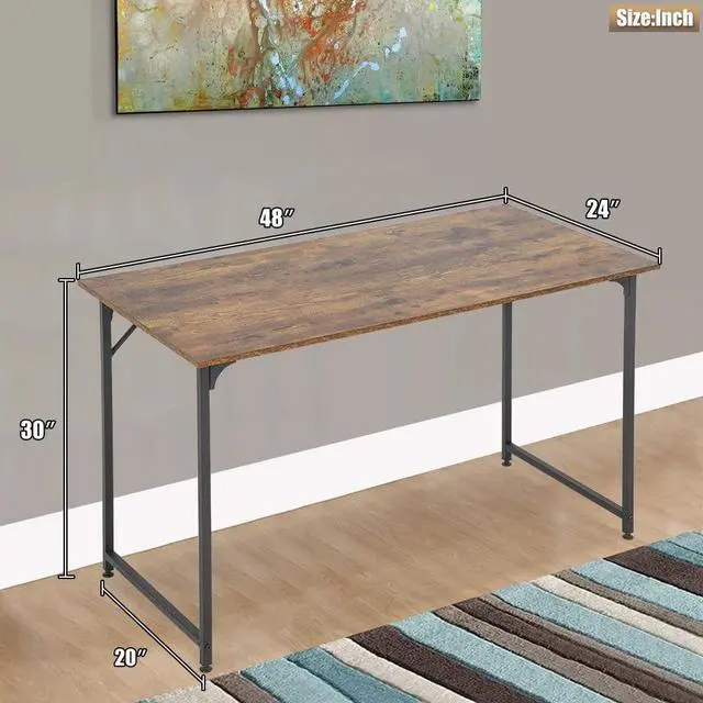 Alt view image 3 of 7 - FDW Computer Desk Home Office Desk 47W x 19D Gaming Desk Corner Writing Black Large Student Art Modren Simple Style PC Wood and Metal Desk Workstation for Small SpaceVintage