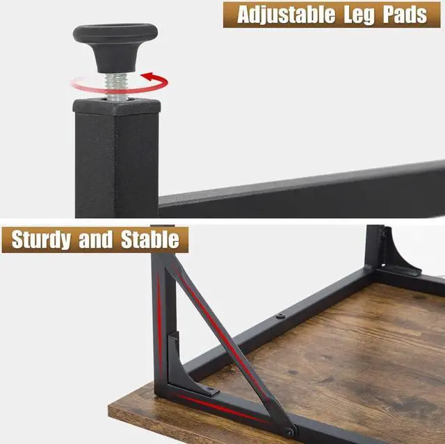 Alt view image 4 of 7 - FDW Computer Desk Home Office Desk Gaming Desk Corner Writing Black Large 47L x 23W Student Art Modren Simple Style PC Wood and Metal Desk Workstation for Small SpaceVintage