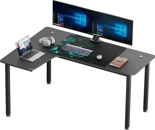 Alt view image 3 of 7 - Eureka Ergonomic L Shaped Gaming Desk, 61 Inch Corner Computer Desk, Modern Office Study Writing Desk, Home Gaming Table with Mouse Pad & Cable Management, Sturdy Metal Frame, Easy to Assembly, Left
