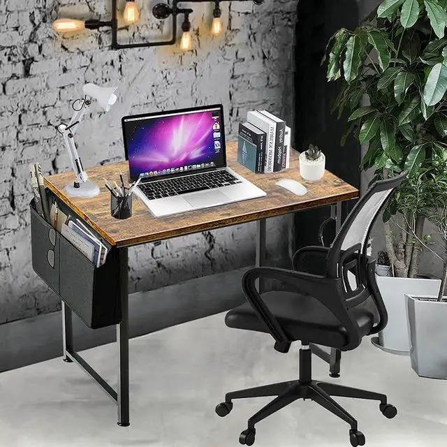 Alt view image 2 of 7 - Small Desk for Small Spaces - Student Kids Study Writing Computer Table for Bedroom School Work PC Workstation,Rustic 30 31 Inch