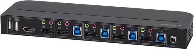 Alt view image 2 of 6 - 4K DisplayPort 1.4 and USB 3.0 4x1 KVM Switch - 4K@60Hz, 18 Gbps, HDR, YCbCr 4:4:4, HDCP 2.2, HDMI 2.0, Share 4 Computers with 1 Keyboard Mouse, Monitor, Printer, Black - Blackbird Series
