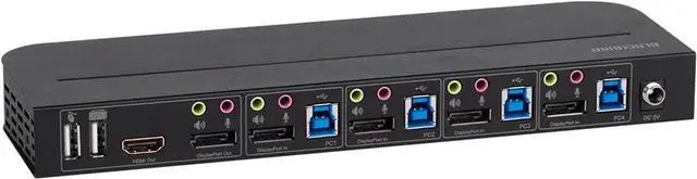 Alt view image 3 of 6 - 4K DisplayPort 1.4 and USB 3.0 4x1 KVM Switch - 4K@60Hz, 18 Gbps, HDR, YCbCr 4:4:4, HDCP 2.2, HDMI 2.0, Share 4 Computers with 1 Keyboard Mouse, Monitor, Printer, Black - Blackbird Series