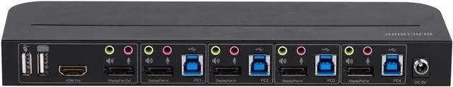 Alt view image 5 of 6 - 4K DisplayPort 1.4 and USB 3.0 4x1 KVM Switch - 4K@60Hz, 18 Gbps, HDR, YCbCr 4:4:4, HDCP 2.2, HDMI 2.0, Share 4 Computers with 1 Keyboard Mouse, Monitor, Printer, Black - Blackbird Series