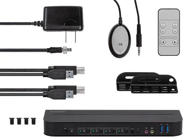 Alt view image 6 of 6 - 4K DisplayPort 1.4 and USB 3.0 4x1 KVM Switch - 4K@60Hz, 18 Gbps, HDR, YCbCr 4:4:4, HDCP 2.2, HDMI 2.0, Share 4 Computers with 1 Keyboard Mouse, Monitor, Printer, Black - Blackbird Series
