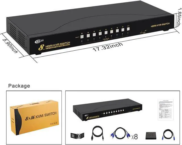 Alt view image 4 of 8 - CKLau 4Kx2K 8 Port HDMI KVM Switch with Cables and USB 2.0 Hub, Rack Mount KVM Switch Supports Keyboard Mouse Switching for Windows, Linux, Mac, Debian, Ubuntu, Fedora, Raspberry Pi and Ubuntu