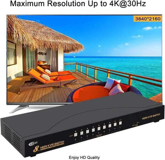 Alt view image 7 of 8 - CKLau 4Kx2K 8 Port HDMI KVM Switch with Cables and USB 2.0 Hub, Rack Mount KVM Switch Supports Keyboard Mouse Switching for Windows, Linux, Mac, Debian, Ubuntu, Fedora, Raspberry Pi and Ubuntu