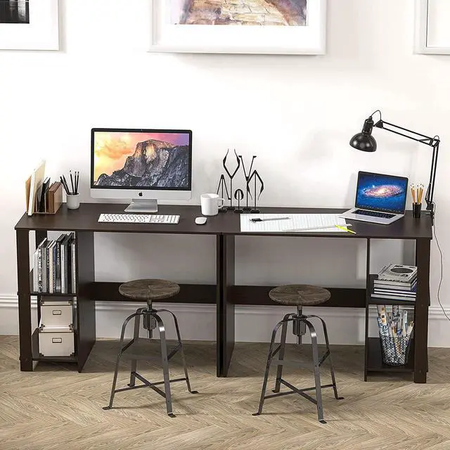 Alt view image 2 of 7 - SHW Home Office Computer Desk with Shelves, Espresso