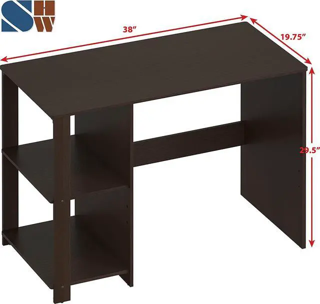 Alt view image 3 of 7 - SHW Home Office Computer Desk with Shelves, Espresso