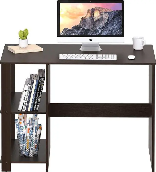 Alt view image 4 of 7 - SHW Home Office Computer Desk with Shelves, Espresso