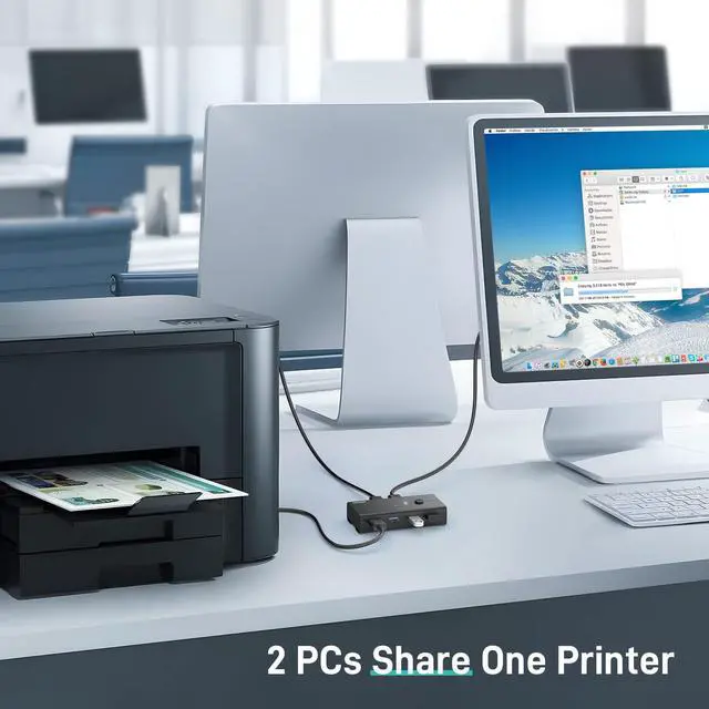 Alt view image 3 of 7 - FIDECO USB 3.2 Gen 1 KM Switch Selector, USB Switch Hub for 2 Computers to Share Mouse, Keyboard, Scanner, Printer, 2-Port Input and 4-Port Output, Aluminum Shell