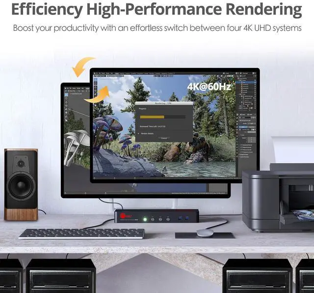 Alt view image 3 of 7 - SIIG 4K DisplayPort 4-Port KVM Switch with Audio and Microphone, DP 1.2 4K60, USB 3.0 x4, USB 2.0 x2, Cables Included, Hotkey Control, TAA Compliant, ESD Protection, Metal housing (CE-DP0G11-S1)