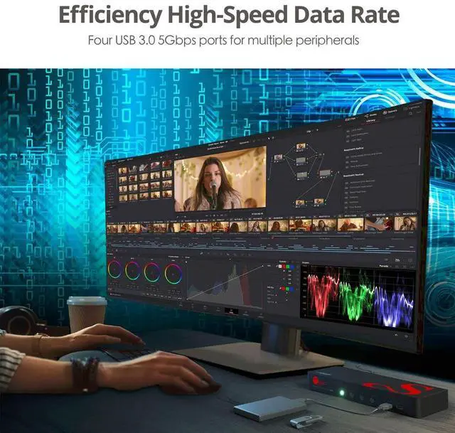 Alt view image 5 of 7 - SIIG 4K DisplayPort 4-Port KVM Switch with Audio and Microphone, DP 1.2 4K60, USB 3.0 x4, USB 2.0 x2, Cables Included, Hotkey Control, TAA Compliant, ESD Protection, Metal housing (CE-DP0G11-S1)