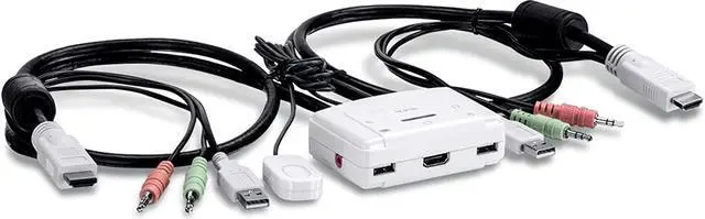 Main image of TRENDnet 2-Port HDMI KVM Switch, Control 2 Computers with One Set of Console Controls, Full HD 1080P, HDMI and 3.5 mm Analog Audio, Monitor Switch, Windows and Mac KVM Switch Software, White, TK-215I