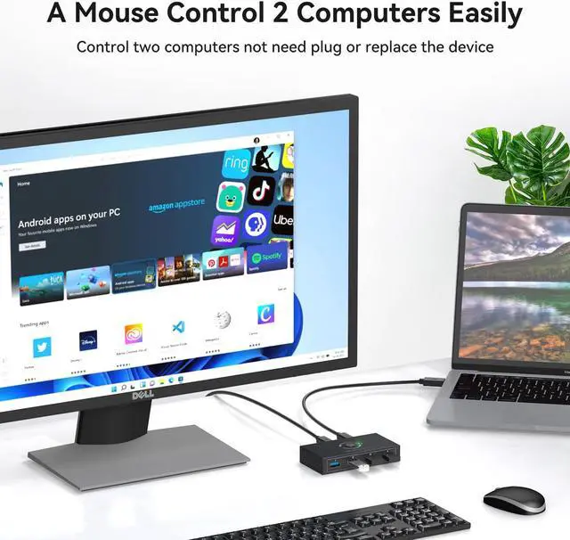 Alt view image 6 of 7 - USB 3.0 Switcher Selector 2 Computers Share 4 USB 3.0 Devices1 3.5mm Audio USB KVM Switcher for Keyboard Mouse Printer Scanner Hard Drivers Headsets