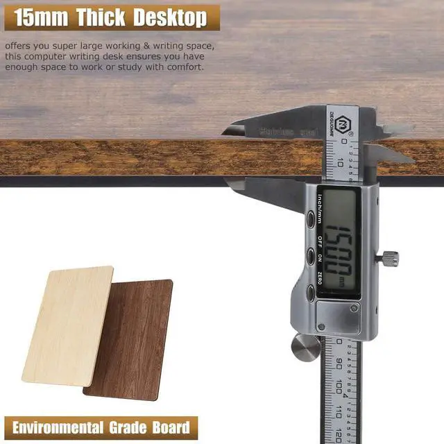 Alt view image 3 of 7 - FDW Computer Desk Home Office Desk Gaming Desk Corner Writing Black Large 47L x 23W Student Art Modren Simple Style PC Wood and Metal Desk Workstation for Small SpaceVintage