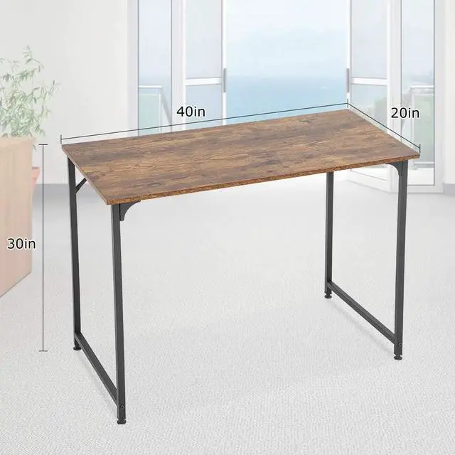 Alt view image 7 of 7 - FDW Computer Desk Home Office Desk Gaming Desk Corner Writing Black Large 47L x 23W Student Art Modren Simple Style PC Wood and Metal Desk Workstation for Small SpaceVintage