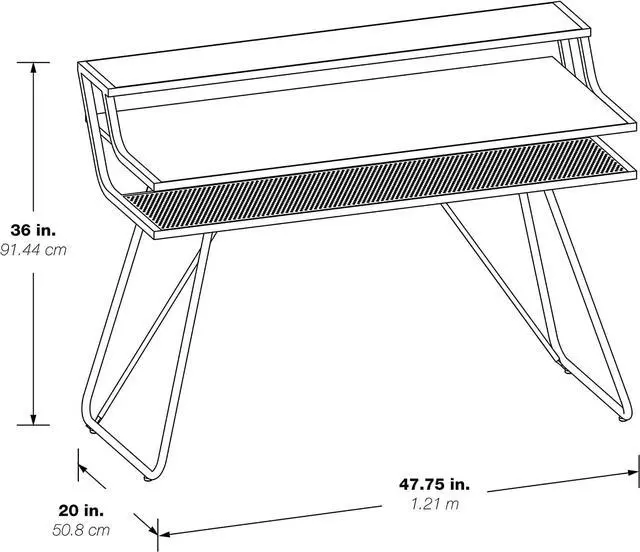 Alt view image 3 of 7 - OSP Home Furnishings Glitch Battlestation Gaming Desk with Bluetooth RGB LED Lights, Red