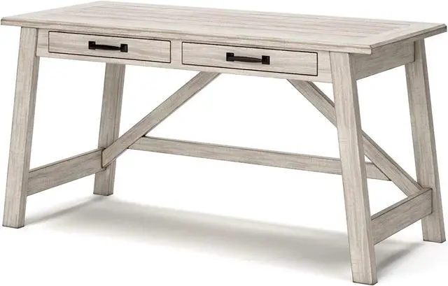 Alt view image 5 of 7 - Signature Design by Ashley Carynhurst Farmhouse 60" Home Office Desk with Drawers, Distressed White