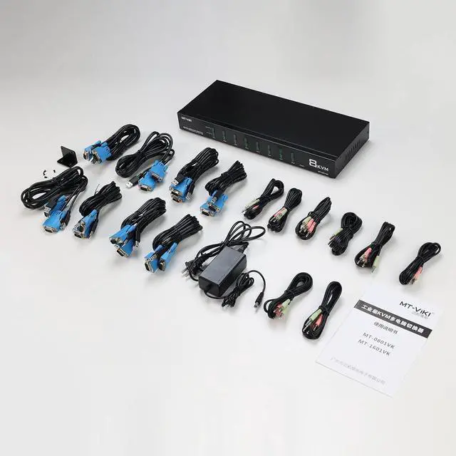 Alt view image 6 of 7 - MT-VIKI 8 Port KVM Switch VGA, 1U Rack Mount KVM Switch VGA with Audio & Cables Support OSD/Hotkey/Auto scanning