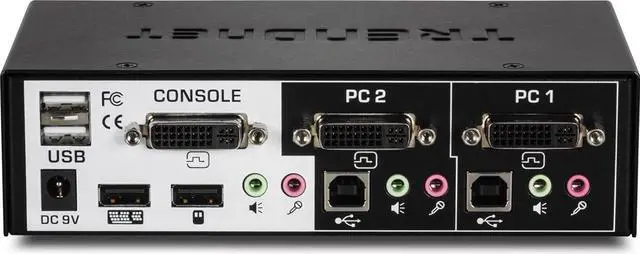 Alt view image 6 of 7 - TRENDnet 2-Port DVI KVM Switch with Audio, Manage Two PC's, Hot-Keys, USB 2.0, Metal Housing, Use with a DVID-D Monitor, TK-222DVK