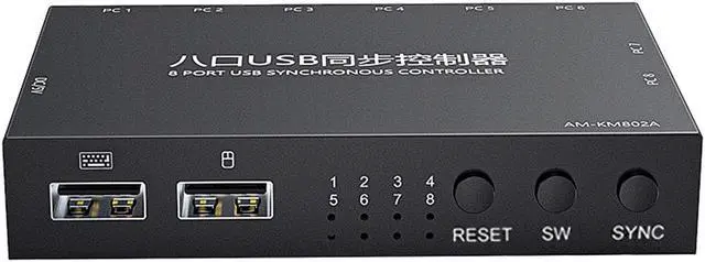 Main image of 8 Ports USB Synchronizer DNF Keyboard Mouse USB Shared Display Synchronization Controller KVM Switcher Black